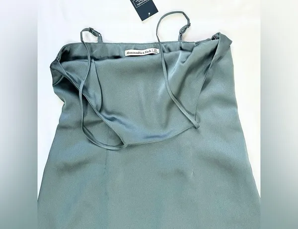 Abercrombie NWT High Neck Satin Mini Dress - Teal - XS - Image 3