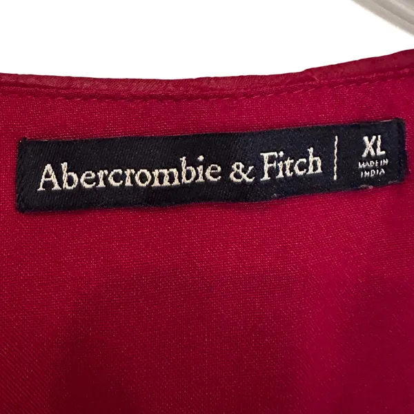 Abercrombie & Fitch V-Neck Fit & Flare Sleeveless Dress Women's XL‎ Wine Dainty - Image 4