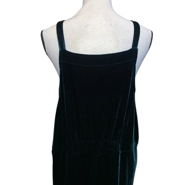 Sag Harbor Velvet Overall Jumper Dress Dark Green Vintage - Image 5