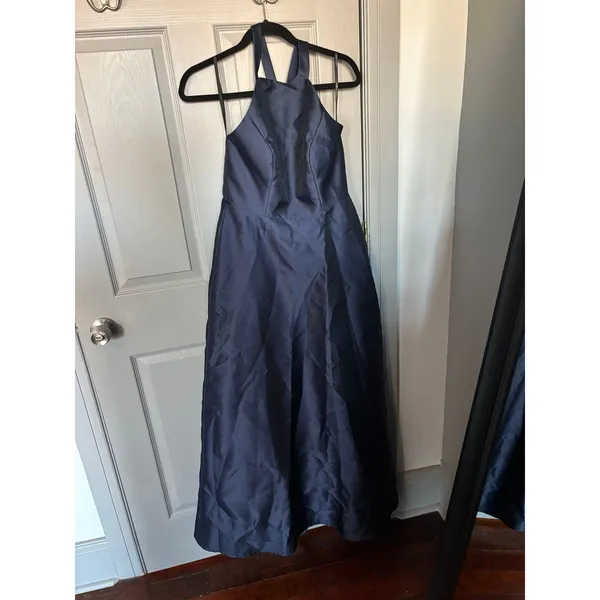 Women's Navy Blue Halter Neck Maxi Dress - Image 6