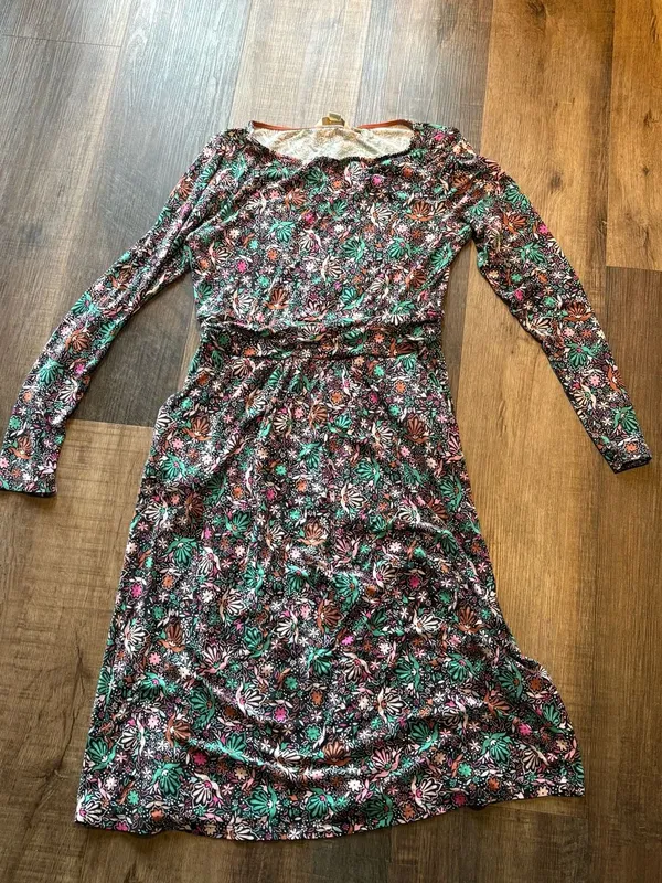 Boden Abigail Long Sleeve Jersey Knit Dress Floral Confetti Print - Image 2