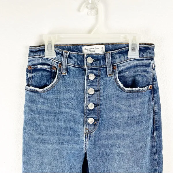 ABERCROMBIE & FITCH The Ankle Straight High Rise Button Fly Jeans Size 26 Casual - Image 6