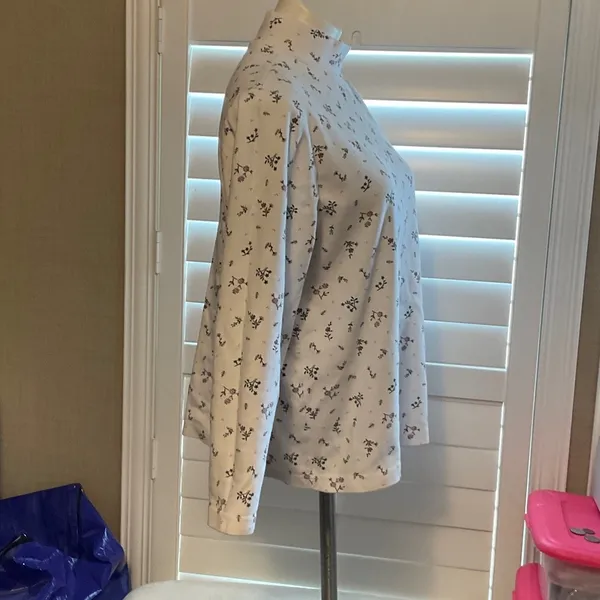 Floral Long Sleeve Top - Cream - Image 3