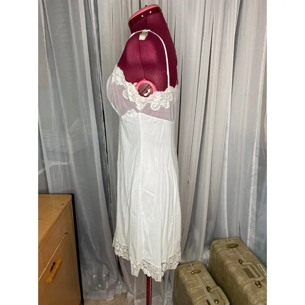 nightgown slip vintage knee length sheer bust white - Image 5