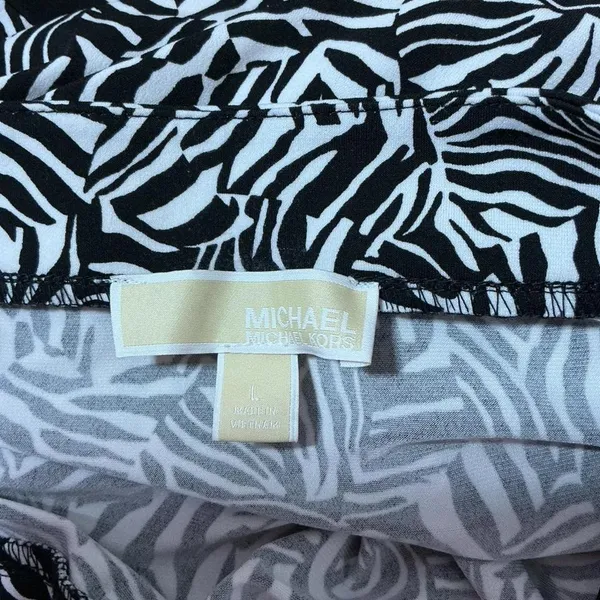 Michael Kors Zebra Print 2 Piece Skirt Set Womens L‎ Black White Side Tie Co-ord - Image 2