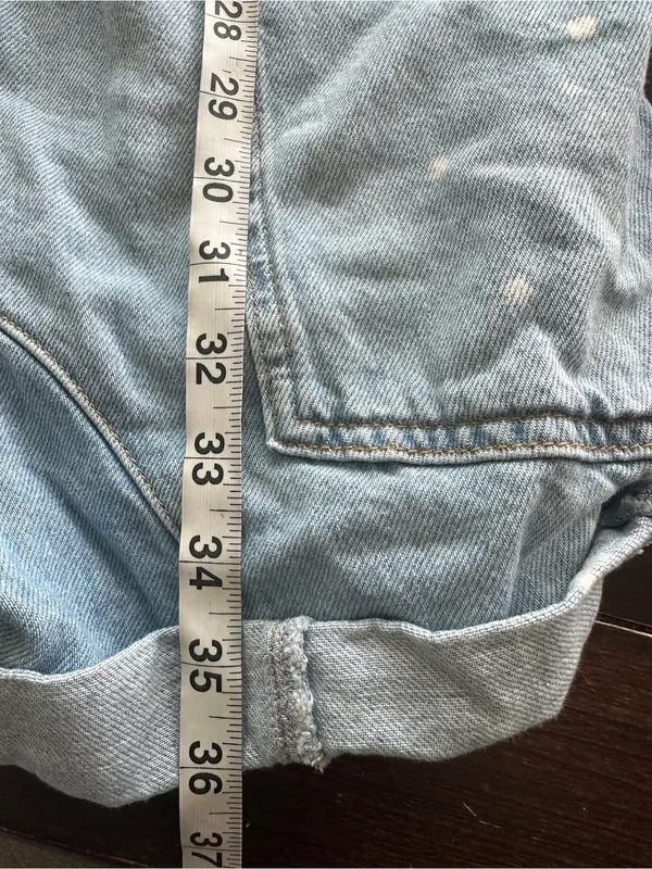 We The Free People High Roller Shortall Denim Overall M Bright Eyes Baggy 90s - Image 10