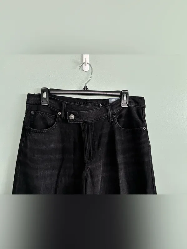 NWT American Eagle Dreamy Drape Strigid Ultra Wide Leg Jeans Low Rise 6 R 28 - Image 3