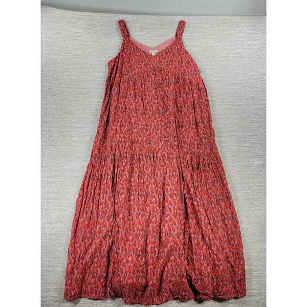 Joie Anthro Bondi Tiered Maxi Sundress Size M Red Ikat Spaghetti Strap Lined NWT - Image 8