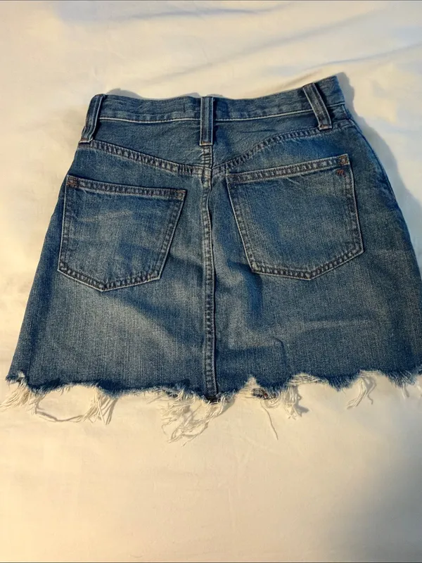 Madewell Blue Distressed Button-Front Denim Mini Skirt - Image 5