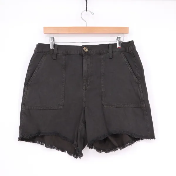 Aerie Soft Cutoff Shorts‎ Womens Medium Faded Black Raw Frayed Hem Patch Pockets - Image 2