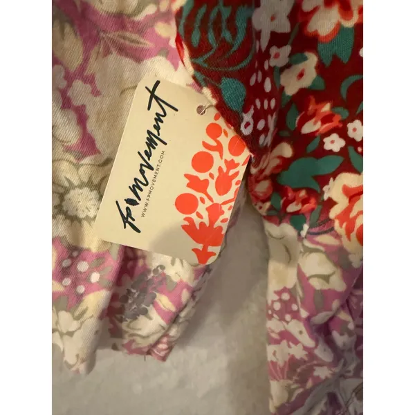 FP Movement Free People Mixed Floral Long Sleeve Top NWT Medium Faded Poppy Red - Image 5
