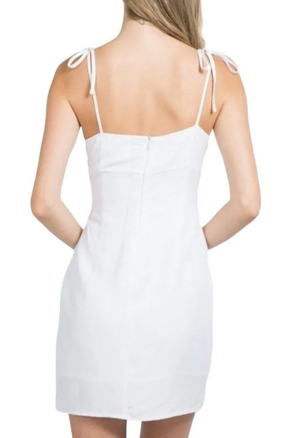 Fanco Sleeveless Tie Strap Eye Hook Mini Dress White Size Small NWT - Image 3