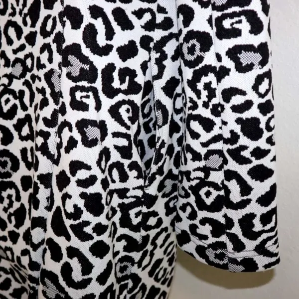 Andrew Marc‎ leopard print black and white longline open front cardigan size S - Image 9