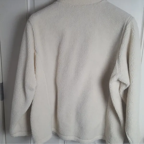 Lands End Teddy Fleece Half Zip Cream Pullover Size Small - Image 8