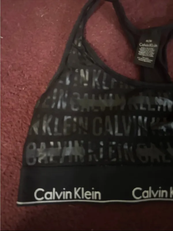 Calvin Klein Black Logo Racerback Sports Bralette - Image 2