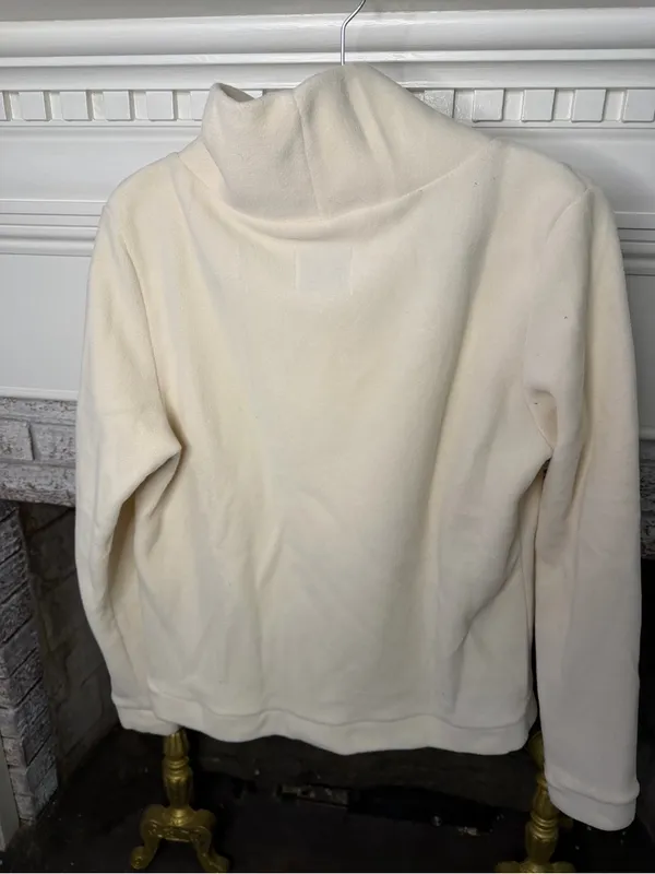 Dudley Stephens Cobble Hill Cream Fleece Funnel Neck Pullover Medium - Image 3