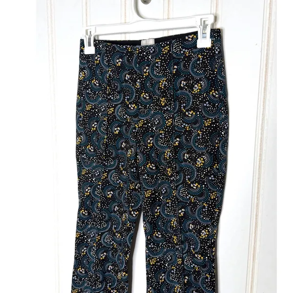 Maeve Anthropologie Margot Kick Flare Cropped Pants Swirl Print XXS High-Rise - Image 5