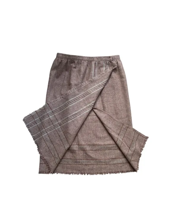 Purple Vintage Wool Plaid Wrap Midi Skirt 8 - Image 2