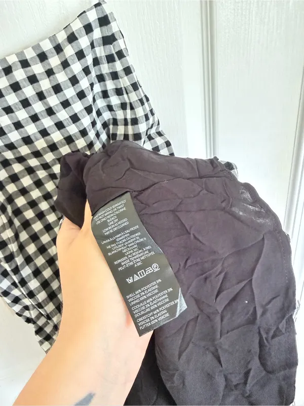 Anthropologie NEW Apron Mini Dress in Black Gingham Fall - Image 7