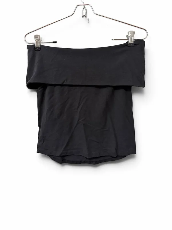 Aerie Off the Shoulder Fold Over Women's Top in Black Size M - Image 2