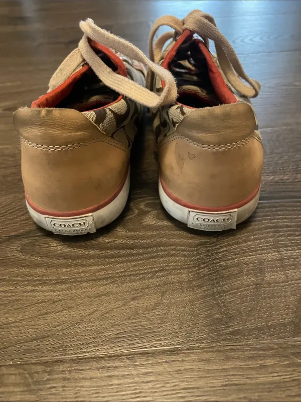 Women’s Coach Tan & Beige Signature Canvas Sneakers w/ Coach Logo Size 7.5M - Image 3