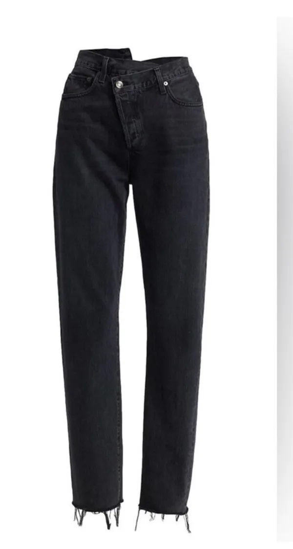 Agolde Criss Cross High Waist Jeans 29 Womens Black Shambles Cotton Frayed - Image 3
