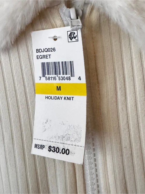 Ribbed Zip-Up Teddy Jacket with Faux Fur Collar - Cream - Image 4