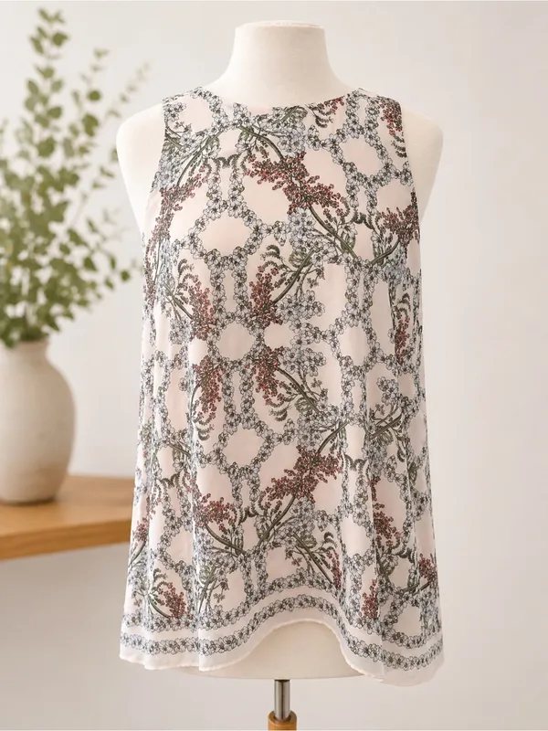 Max Studio Floral Sleeveless Blouse High Low Hem Size M - Image 2