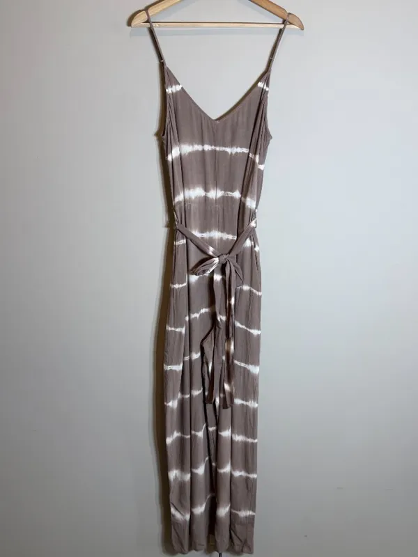 American Eagle Tie Dye Wide Leg Jumpsuit Women's Large Brown Flowy Boho Festival - Image 5