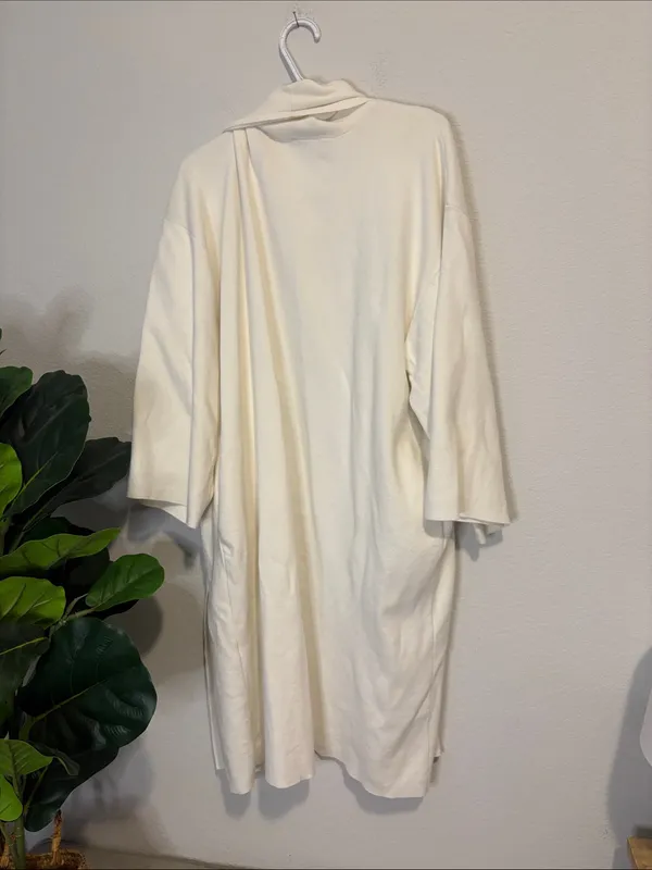 New York & Company Cream Open-Front over sized Draped Cardigan - Image 5