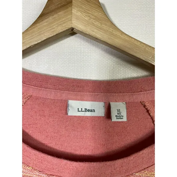 L.L. Bean Womens Sweater‎ Top Roll Tab Sleeve Cotton Heathered Pink Size XL - Image 4