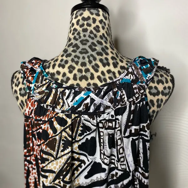 JohnPaulRichard Black and Teal Geometric Maxi Dress - Image 6