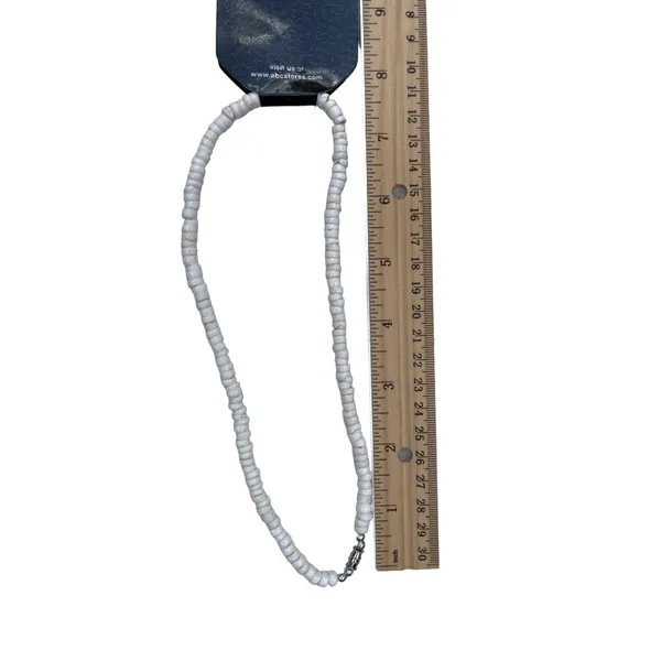 White Shell Beaded Necklace With Silver-Tone Clasp 16" Island Edge Hand-Crafted - Image 5