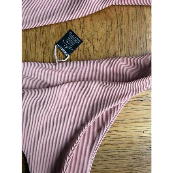 Same Swim $258 Ribbed Bandeau Bikini Set, Size XS, Blush Pink, EUC - Image 4