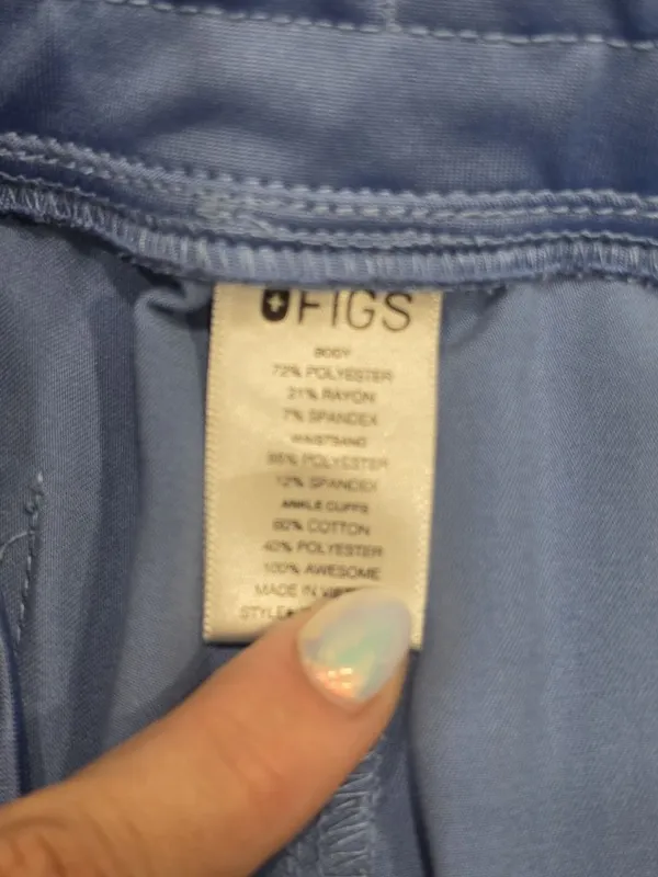 Figs Technical Collection Jogger Scrub Pants Blue M/P Drawstring Pockets Petite - Image 4