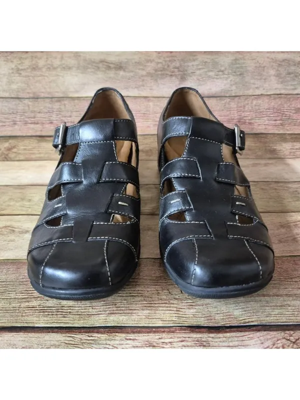 Naturalizer Black Leather Mary Jane Size 7.5M Adjustable Strap Comfort Shoes - Image 4