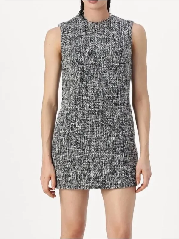 NWOT Abercrombie & Fitch Black & White Tweed Sleeveless Mini Dress Shift Sheath - Image 3
