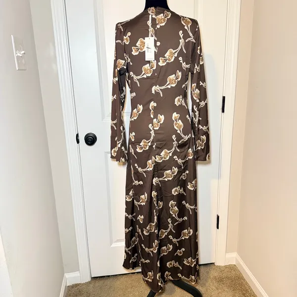 NWT Petal & Pup Floral Maxi Dress Long Sleeve Brown Size 4 Minimalist Fall Glam - Image 6