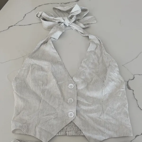 Better Be White Striped Halter Mini Dress - Image 2