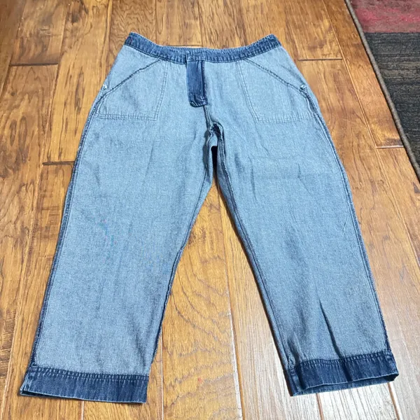 VTG Woolrich Denim Crop‎ Pants Womens 33 Waist Medium Wash Straight Leg Baggy - Image 7