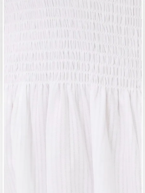 Hill House Home The Nap Dress Smocked Ruffle Straps Tiered White Small - Image 4
