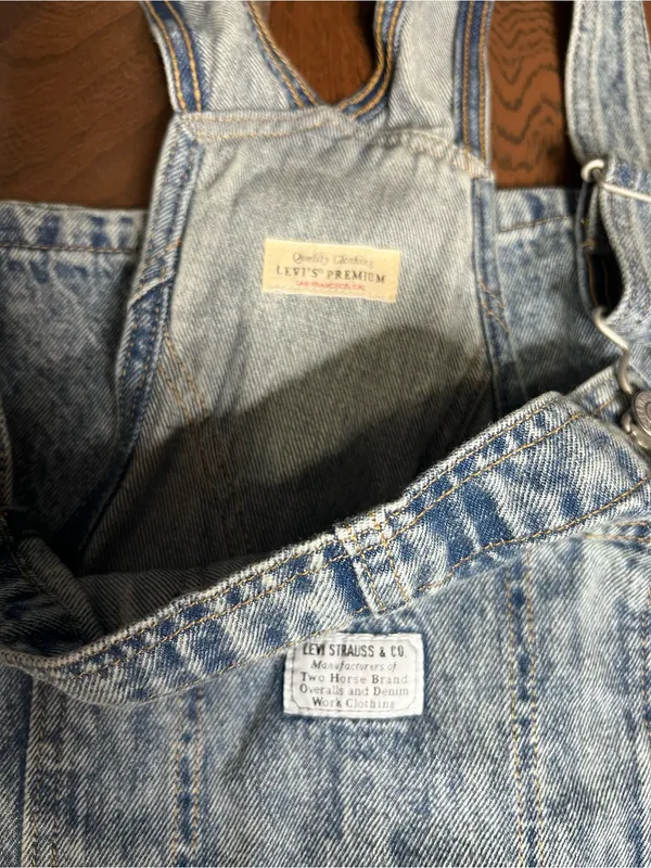 Levi’s Premium Denim Jean Wide Leg Overalls Womens Size Medium - Image 2