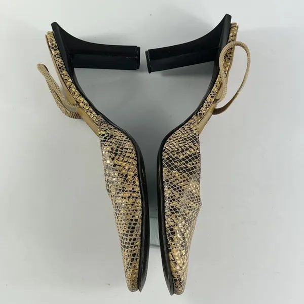 BCBG Vintage Y2K Snakeskin Print Embossed Leather Slingback Heels Shoe Women 8.5 - Image 6