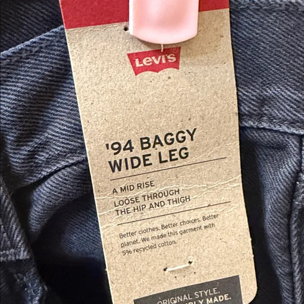NWT Levi's 94 Baggy Wide Leg Jeans Women's Over Exposure Mid Rise- 29 x 31"‎ - Image 6