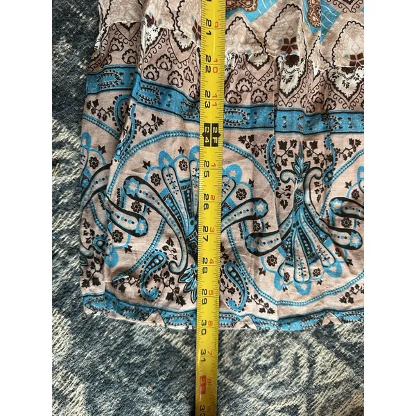 Raviya Smock Tube Dress Strapless Size Medium Blue Beige Paisley Boho Beach NEW - Image 5