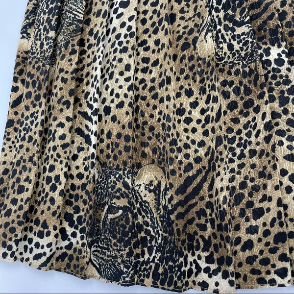 Vintage Hidden Leopard Faces Pleated Skirt Animal Print‎ 80s Drama Eclectic Fun - Image 10