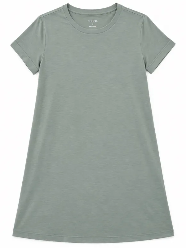Auden Women’s Short Sleeve T-Shirt Sleep Dress Sage Green Size Small - Image 3