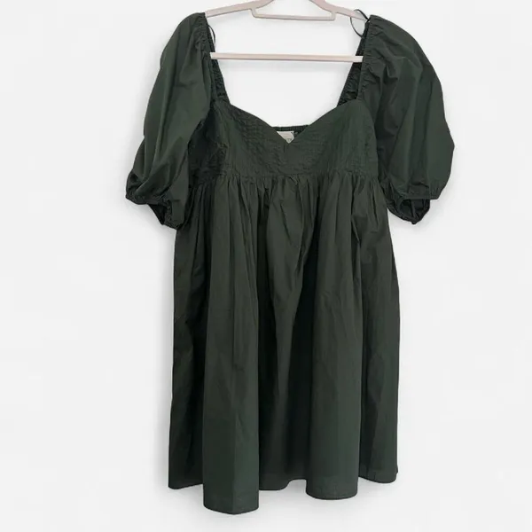 Hyacinth House Tuckernuck Sasha Mini Emerald Green Puff Sleeve Babydoll dress M - Image 4