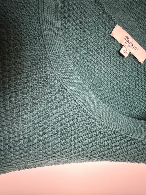 Madewell Teal Textured Knit Crossover Hem Sweater S - Image 7