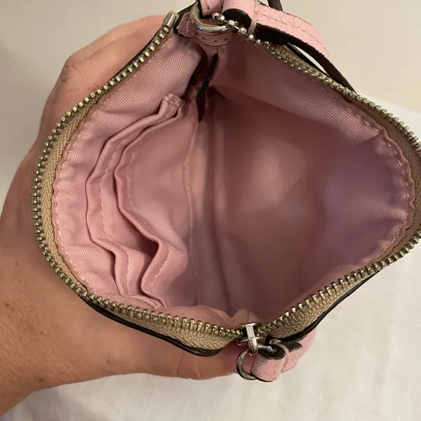Coach Signature Pink and Tan Wristlet - Image 6